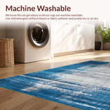 Ultra Soft Area Rug, Non Slip, Stain Resistant, Washable Area Rugs for Living Room, Bedroom, Serene Blue Gray Geometric Design(Blue)