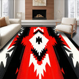 Ultra Soft Area Rug, Non Slip, Stain Resistant, Washable Area Rugs for Living Room, Bedroom, Modern Tribal Geometric Entryway Non-Shedding Carpet(Red)