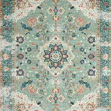 Ultra Soft Area Rug, Non Slip, Stain Resistant, Washable Area Rugs for Living Room, Bedroom, Rustic Light Green Patterned Design(Beige)
