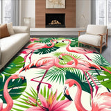 Ultra Soft Area Rug, Non Slip, Stain Resistant, Washable Area Rugs for Living Room, Bedroom, Non Shedding Tropical Pink Flamingo Pattern Rug(Pink)
