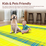 Ultra Soft Area Rug, Non Slip, Stain Resistant, Washable Area Rugs for Living Room, Bedroom, Radiant Decorative Wave Composition(Yellow)