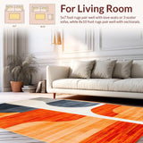 Ultra Soft Area Rug, Non Slip, Stain Resistant, Washable Area Rugs for Living Room, Bedroom, Chic Modern Organic Shapes(Orange)