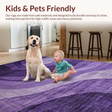 Ultra Soft Area Rug, Non Slip, Stain Resistant, Washable Area Rugs for Living Room, Bedroom, Eclectic Soft Textured Waves(Purple)
