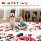 Ultra Soft Area Rug, Non Slip, Stain Resistant, Washable Area Rugs for Living Room, Bedroom, Soft Pastel Flower Motif Piece(Pink)
