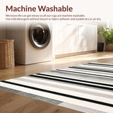 Ultra Soft Area Rug, Non Slip, Stain Resistant, Washable Area Rugs for Living Room, Bedroom, Contemporary Black and White Horizontal Striped Area Rug for Trendy Homes(Black)