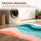 Ultra Soft Area Rug, Non Slip, Stain Resistant, Washable Area Rugs for Living Room, Bedroom, Bright Abstract Symmetrical Artwork(Orange)