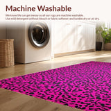 Ultra Soft Area Rug, Non Slip, Stain Resistant, Washable Area Rugs for Living Room, Bedroom, Vibrant Youthful Leopard Motif(Pink)