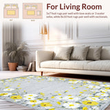 Ultra Soft Area Rug, Non Slip, Stain Resistant, Washable Area Rugs for Living Room, Bedroom, Whimsical Light Gray Petals(Gray)