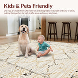Ultra Soft Area Rug, Non Slip, Stain Resistant, Washable Area Rugs for Living Room, Bedroom, Stylish High-Low Patterned Rug(Beige)