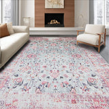 Ultra Soft Area Rug, Non Slip, Stain Resistant, Washable Area Rugs for Living Room, Bedroom, Rustic Vintage Botanical Accent(Gray)