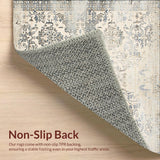 Ultra Soft Area Rug, Non Slip, Stain Resistant, Washable Area Rugs for Living Room, Bedroom, Beige and Grey with Classic Worn Oriental Motifs Subtle Distressing(Beige)