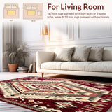 Ultra Soft Area Rug, Non Slip, Stain Resistant, Washable Area Rugs for Living Room, Bedroom, Mesa Horizon with Distinctive Tribal Artistry(Red)