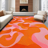 Ultra Soft Area Rug, Non Slip, Stain Resistant, Washable Area Rugs for Living Room, Bedroom, Charming Colorful Fluid Shapes(Orange)