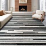 Ultra Soft Area Rug, Non Slip, Stain Resistant, Washable Area Rugs for Living Room, Bedroom, Black White Stripe Floor Rug(Black)