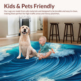Ultra Soft Area Rug, Non Slip, Stain Resistant, Washable Area Rugs for Living Room, Bedroom, All-Season Waterproof Coastal Patio Welcome Mat(Blue)