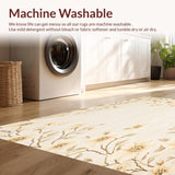 Ultra Soft Area Rug, Non Slip, Stain Resistant, Washable Area Rugs for Living Room, Bedroom, Understated Beige Showcasing an Abstract Floral Design for Subtle Style(Beige)