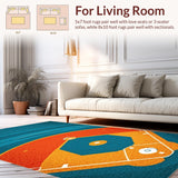 Ultra Soft Area Rug, Non Slip, Stain Resistant, Washable Area Rugs for Living Room, Bedroom, Eclectic 3D Printed Sport Pattern(Orange)
