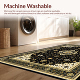 Ultra Soft Area Rug, Non Slip, Stain Resistant, Washable Area Rugs for Living Room, Bedroom, Cozy Timeless Lattice Arrangement(Black)