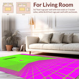 Ultra Soft Area Rug, Non Slip, Stain Resistant, Washable Area Rugs for Living Room, Bedroom, Soft Pastel Geometric Vibe(Green)