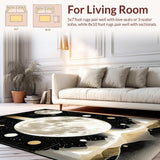 Ultra Soft Area Rug, Non Slip, Stain Resistant, Washable Area Rugs for Living Room, Bedroom, Modern Cosmic Symbolism Rug(Gold)
