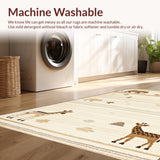 Ultra Soft Area Rug, Non Slip, Stain Resistant, Washable Area Rugs for Living Room, Bedroom, Safari Themed Playful Animal Motifs(Beige)