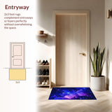 Ultra Soft Area Rug, Non Slip, Stain Resistant, Washable Area Rugs for Living Room, Bedroom, Stellar Cosmic Colorful Motif(Blue)