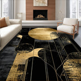 Ultra Soft Area Rug, Non Slip, Stain Resistant, Washable Area Rugs for Living Room, Bedroom, Luxurious Textured Abstract Motif(Gold)