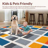 Ultra Soft Area Rug, Non Slip, Stain Resistant, Washable Area Rugs for Living Room, Bedroom, Interactive White Geometric Motif(Gray)