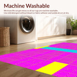 Ultra Soft Area Rug, Non Slip, Stain Resistant, Washable Area Rugs for Living Room, Bedroom, Lively Youthful Abstract Play Grid(Pink)