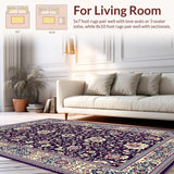 Ultra Soft Area Rug, Non Slip, Stain Resistant, Washable Area Rugs for Living Room, Bedroom, Abstract Artful Purple Blossom Style(Purple)