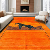 Ultra Soft Area Rug, Non Slip, Stain Resistant, Washable Area Rugs for Living Room, Bedroom, Lively Exotic Pattern Fusion(Orange)