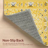 Ultra Soft Area Rug, Non Slip, Stain Resistant, Washable Area Rugs for Living Room, Bedroom, Vintage Floral Tile Elegance(Yellow)