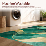 Ultra Soft Area Rug, Non Slip, Stain Resistant, Washable Area Rugs for Living Room, Bedroom, Chic Transitional Organic Forms(Green)