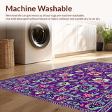 Ultra Soft Area Rug, Non Slip, Stain Resistant, Washable Area Rugs for Living Room, Bedroom, Stylish Vibrant Linear Design(Purple)