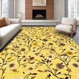 Ultra Soft Area Rug, Non Slip, Stain Resistant, Washable Area Rugs for Living Room, Bedroom, Trendy Minimalist Floral Display(Yellow)