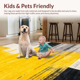 Ultra Soft Area Rug, Non Slip, Stain Resistant, Washable Area Rugs for Living Room, Bedroom, Chic Modern Artistic Expression(Yellow)