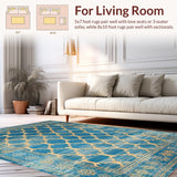 Ultra Soft Area Rug, Non Slip, Stain Resistant, Washable Area Rugs for Living Room, Bedroom, Rustic Oceanic Tiled Arrangement(Blue)