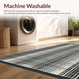 Ultra Soft Area Rug, Non Slip, Stain Resistant, Washable Area Rugs for Living Room, Bedroom, Striped Entry Pathway Rug Modern Contrast Patterned Accent Mat Decor(Black)