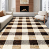 Ultra Soft Area Rug, Non Slip, Stain Resistant, Washable Area Rugs for Living Room, Bedroom, Vintage Checkered Beige Nursery Fluffy Anti-Skid Rug(Beige)