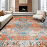 Ultra Soft Area Rug, Non Slip, Stain Resistant, Washable Area Rugs for Living Room, Bedroom, Contemporary Vibrant Abstract Elements(Orange)