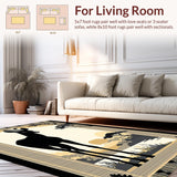 Ultra Soft Area Rug, Non Slip, Stain Resistant, Washable Area Rugs for Living Room, Bedroom, Wildlife-Inspired Ethnic Striped Aesthetic(Black)