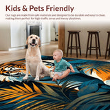 Ultra Soft Area Rug, Non Slip, Stain Resistant, Washable Area Rugs for Living Room, Bedroom, Whimsical Jungle Fantasy Pattern(Orange)