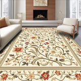 Ultra Soft Area Rug, Non Slip, Stain Resistant, Washable Area Rugs for Living Room, Bedroom, Non Slip Kitchen Floor Mat Floral Area with Absorbent Features(Beige)