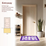 Ultra Soft Area Rug, Non Slip, Stain Resistant, Washable Area Rugs for Living Room, Bedroom, Charming Lavender Geometric Display(Purple)