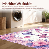 Ultra Soft Area Rug, Non Slip, Stain Resistant, Washable Area Rugs for Living Room, Bedroom, Soft Pink Dreamy Nature Theme(Pink)