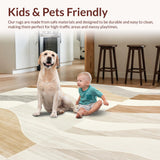 Ultra Soft Area Rug, Non Slip, Stain Resistant, Washable Area Rugs for Living Room, Bedroom, Nomad Luxe Area Featuring Abstract Chevron Waves and Earthy Neutrals(Beige)