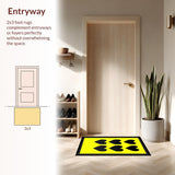 Ultra Soft Area Rug, Non Slip, Stain Resistant, Washable Area Rugs for Living Room, Bedroom, Trendy Minimalist Heart Design(Yellow)