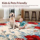 Ultra Soft Area Rug, Non Slip, Stain Resistant, Washable Area Rugs for Living Room, Bedroom, Botanical Garden Fade Resistant Area With Textured Floral(Beige)