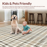 Ultra Soft Area Rug, Non Slip, Stain Resistant, Washable Area Rugs for Living Room, Bedroom, Elegant Neutral Toned Lattice(Beige)
