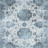 Ultra Soft Area Rug, Non Slip, Stain Resistant, Washable Area Rugs for Living Room, Bedroom, Serene Monochromatic Floral Elements(Blue)